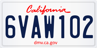 CA license plate 6VAW102
