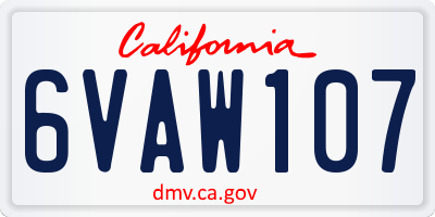 CA license plate 6VAW107