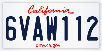 CA license plate 6VAW112