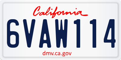 CA license plate 6VAW114