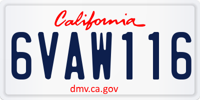 CA license plate 6VAW116