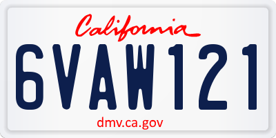 CA license plate 6VAW121
