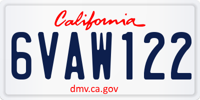 CA license plate 6VAW122
