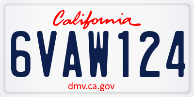 CA license plate 6VAW124