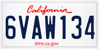 CA license plate 6VAW134