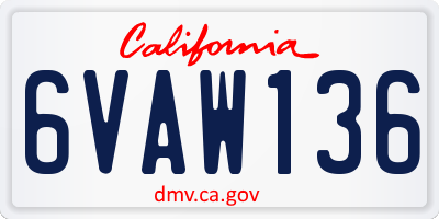 CA license plate 6VAW136