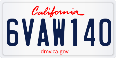CA license plate 6VAW140
