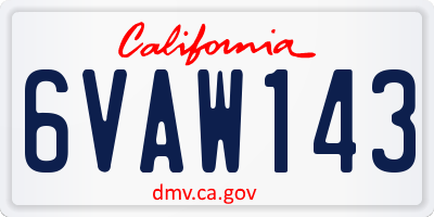 CA license plate 6VAW143