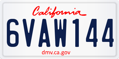 CA license plate 6VAW144