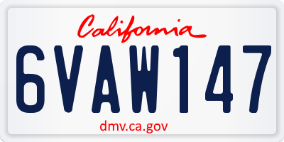 CA license plate 6VAW147