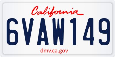 CA license plate 6VAW149