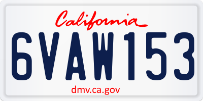 CA license plate 6VAW153