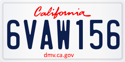 CA license plate 6VAW156