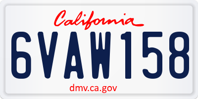 CA license plate 6VAW158