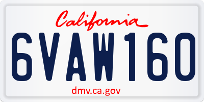 CA license plate 6VAW160