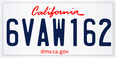 CA license plate 6VAW162