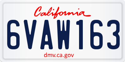 CA license plate 6VAW163