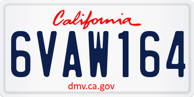 CA license plate 6VAW164