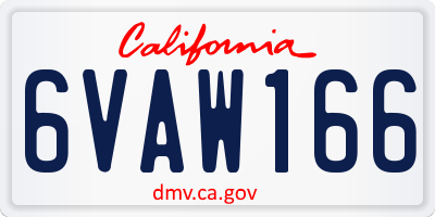 CA license plate 6VAW166