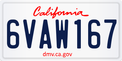 CA license plate 6VAW167