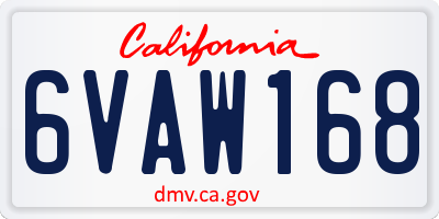 CA license plate 6VAW168