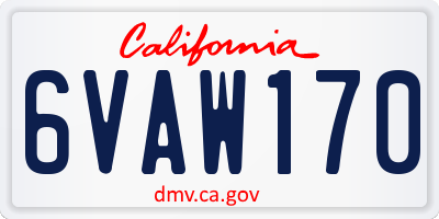 CA license plate 6VAW170