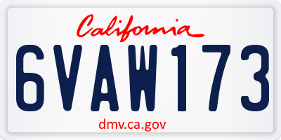 CA license plate 6VAW173
