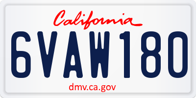 CA license plate 6VAW180