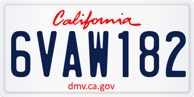 CA license plate 6VAW182