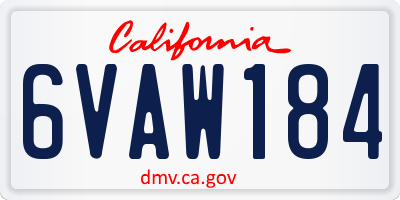 CA license plate 6VAW184