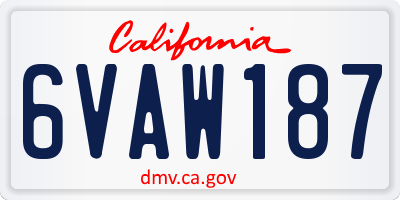 CA license plate 6VAW187