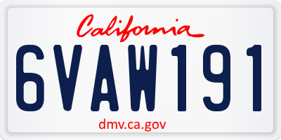 CA license plate 6VAW191