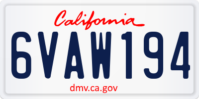 CA license plate 6VAW194
