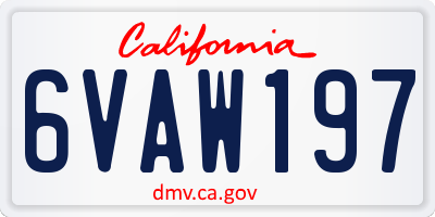 CA license plate 6VAW197