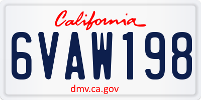 CA license plate 6VAW198