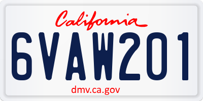 CA license plate 6VAW201