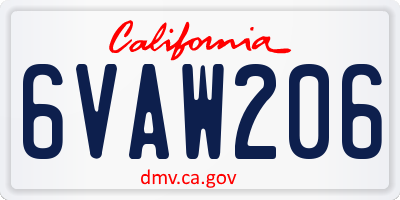 CA license plate 6VAW206