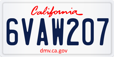 CA license plate 6VAW207