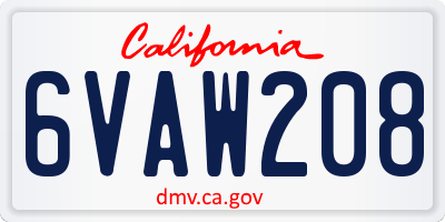CA license plate 6VAW208