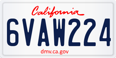 CA license plate 6VAW224