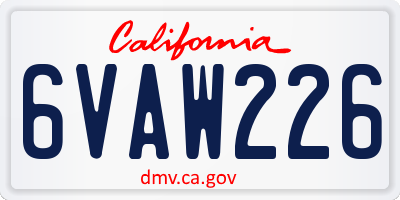 CA license plate 6VAW226