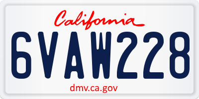 CA license plate 6VAW228