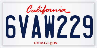 CA license plate 6VAW229