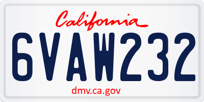 CA license plate 6VAW232