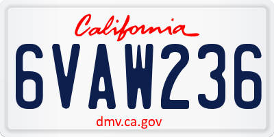 CA license plate 6VAW236