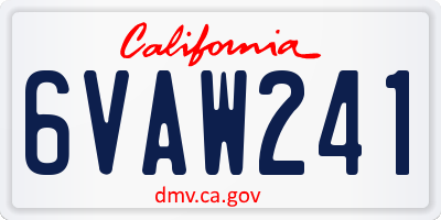 CA license plate 6VAW241