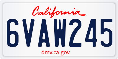 CA license plate 6VAW245
