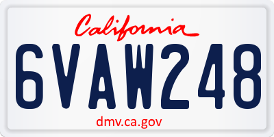 CA license plate 6VAW248