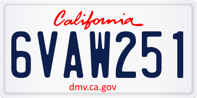 CA license plate 6VAW251
