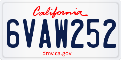 CA license plate 6VAW252